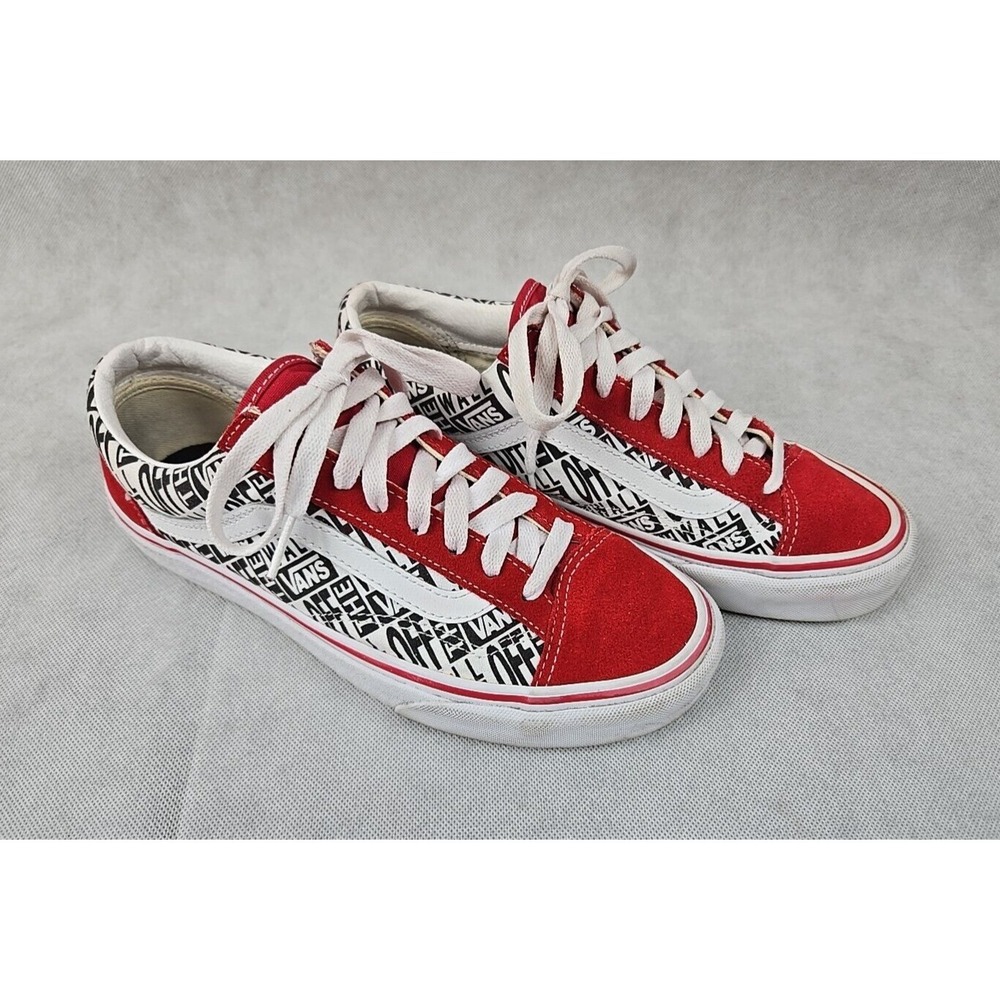 Vans off the Wall Shoes Mens 7 Womens 8.5 Red Black White Skater Sneakers‎